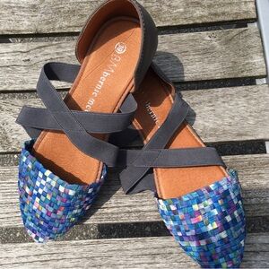 Bernie Mev Woven Multi Blue Sandals